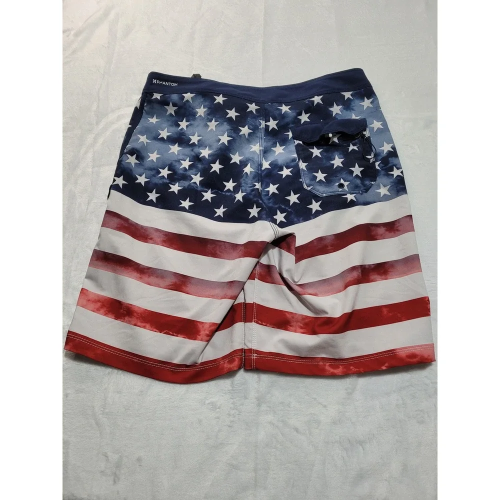 Hurley Board Shorts Mens 30 Red White Blue  American Flag Phantom‎ Surf